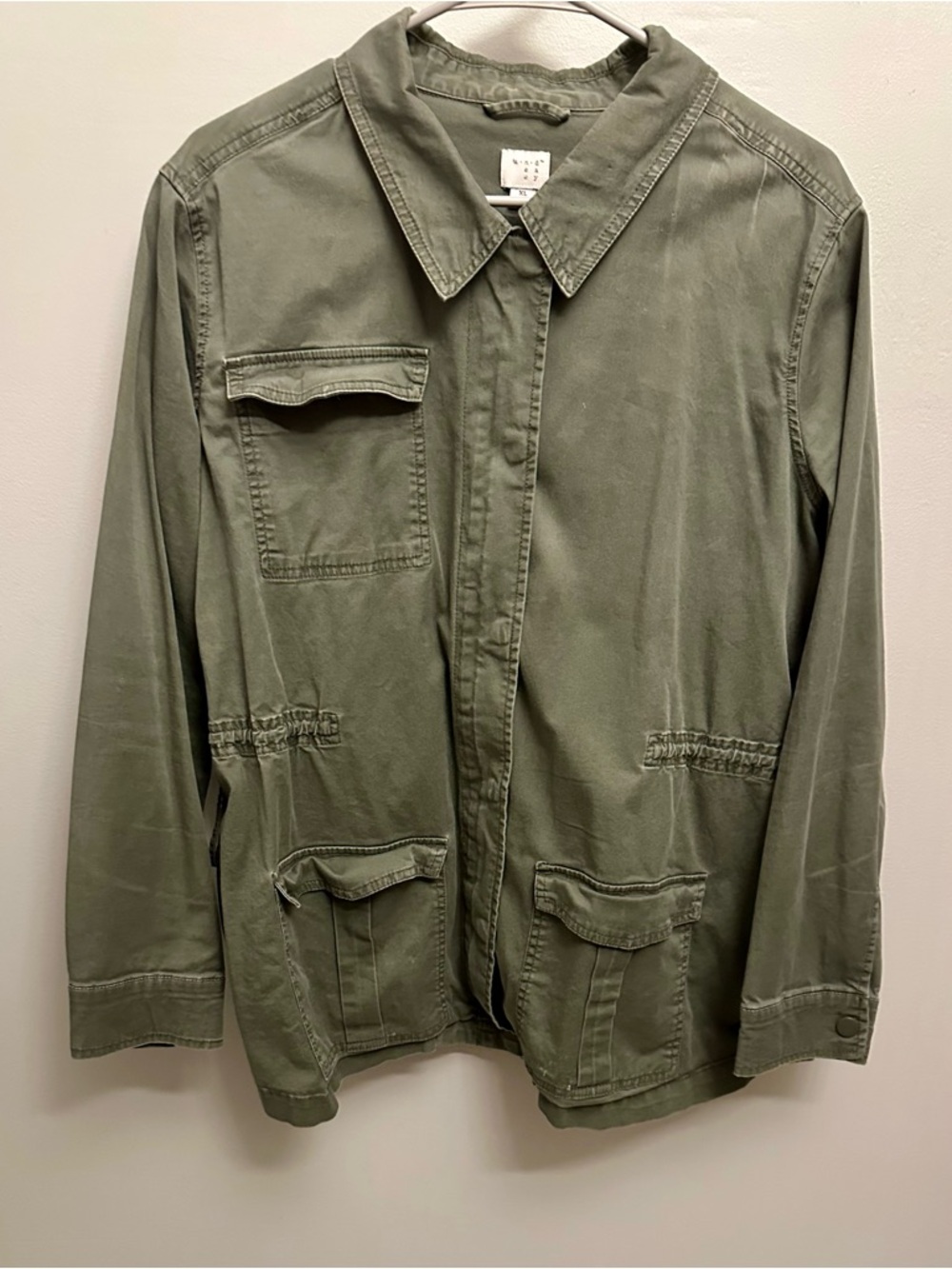 Olive Utility Drawstring Jacket - Picture 2 of 8